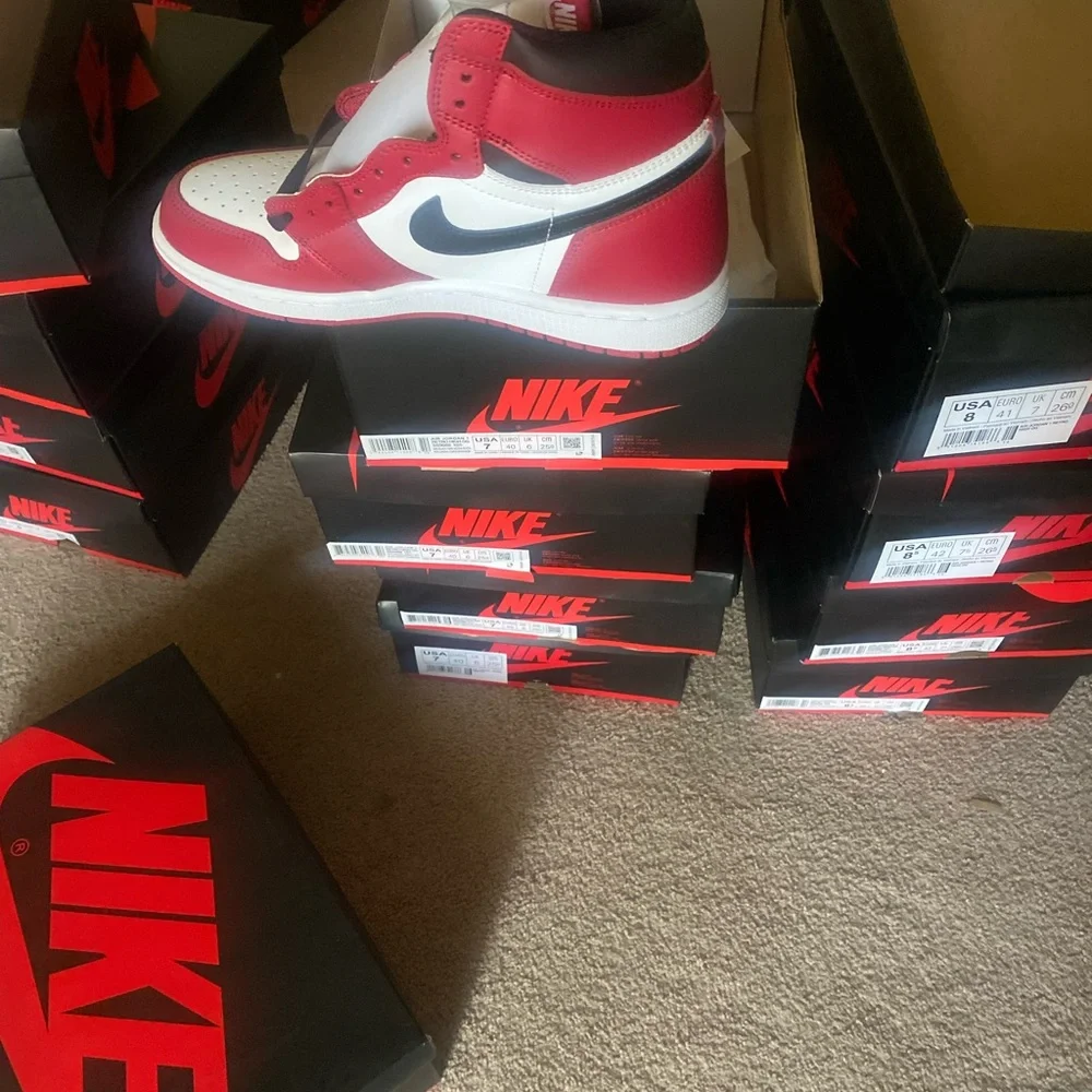 Nike Kids Red and White High-Top Sneakers - Picture 1 of 3